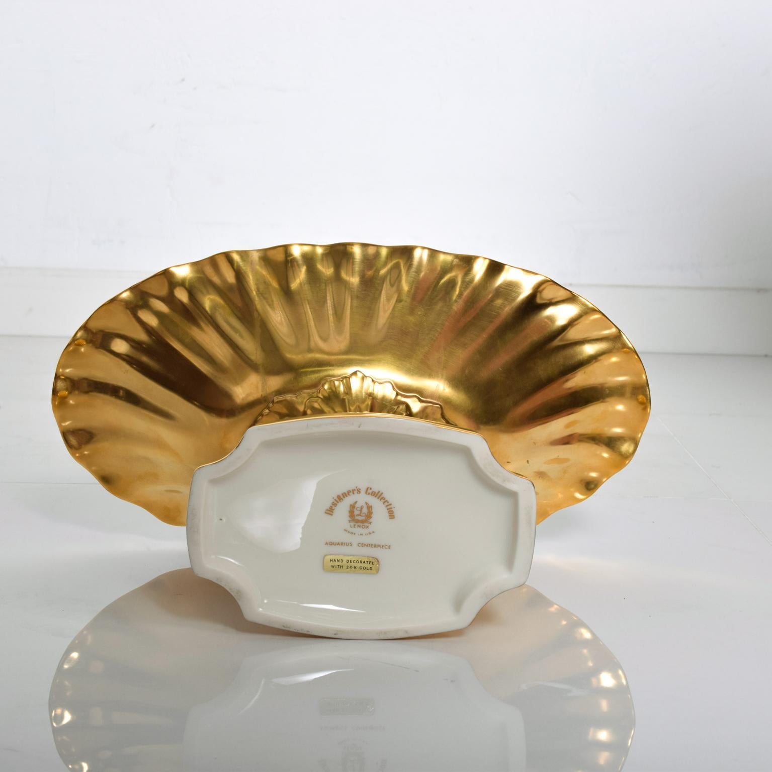 Mid-Century Modern  Lenox 24-Karat Gold Aquarius Centerpiece Bowl Stunning 1960s