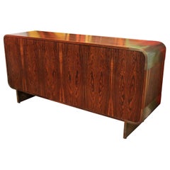 Mid-Century Modern Leon Rosen for Pace Curved Rosewood Bronze Credenza, 1970s