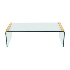 Mid-Century Modern Leon Rosen for Pace Glass & Brass Waterfall Coffee Table