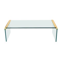 Mid-Century Modern Leon Rosen for Pace Glass & Brass Waterfall Coffee Table