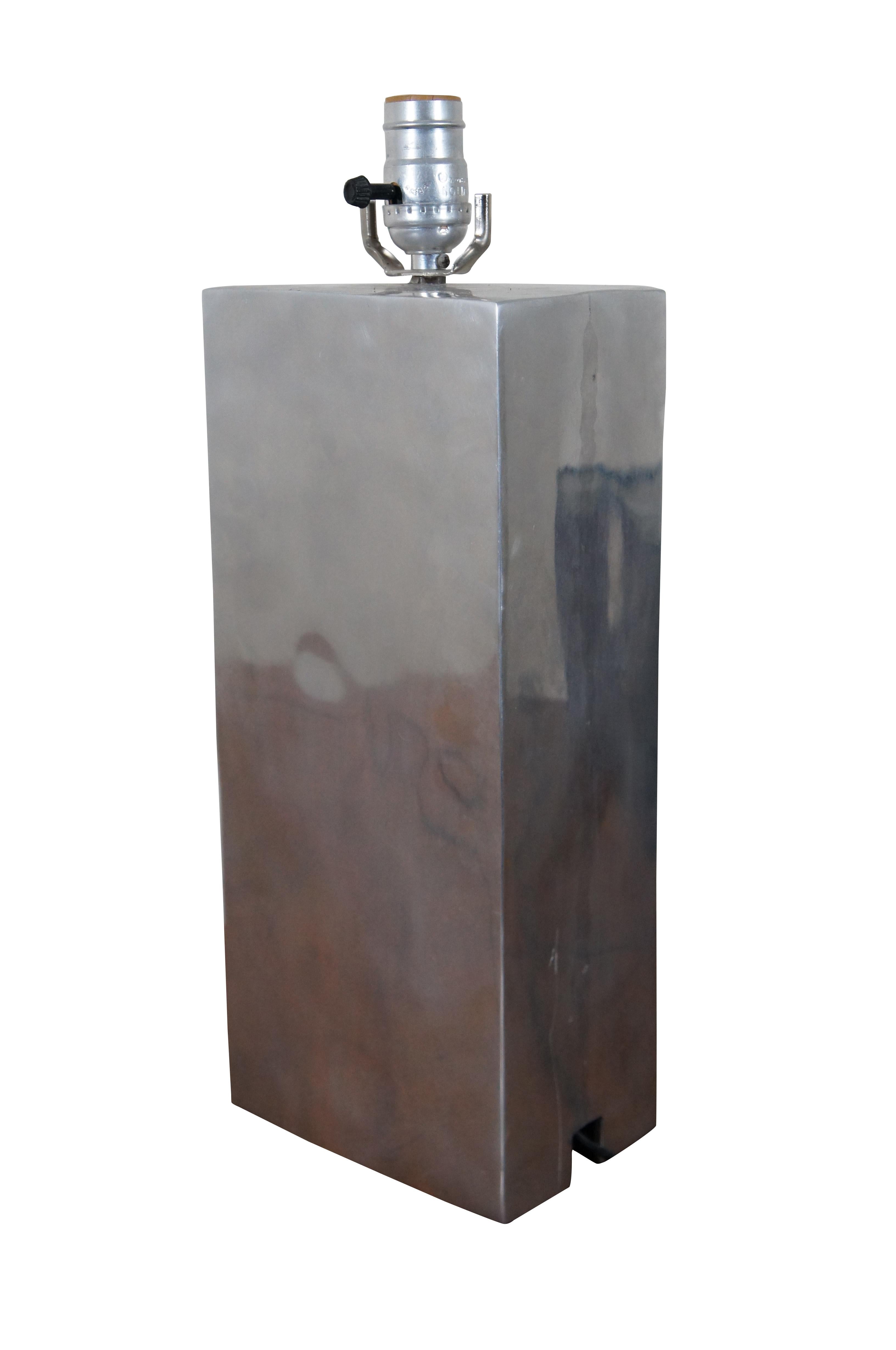 Mid-Century Modern Leonard R Foss Aluminum Chrome Rectangular Lamp MCM In Good Condition In Dayton, OH