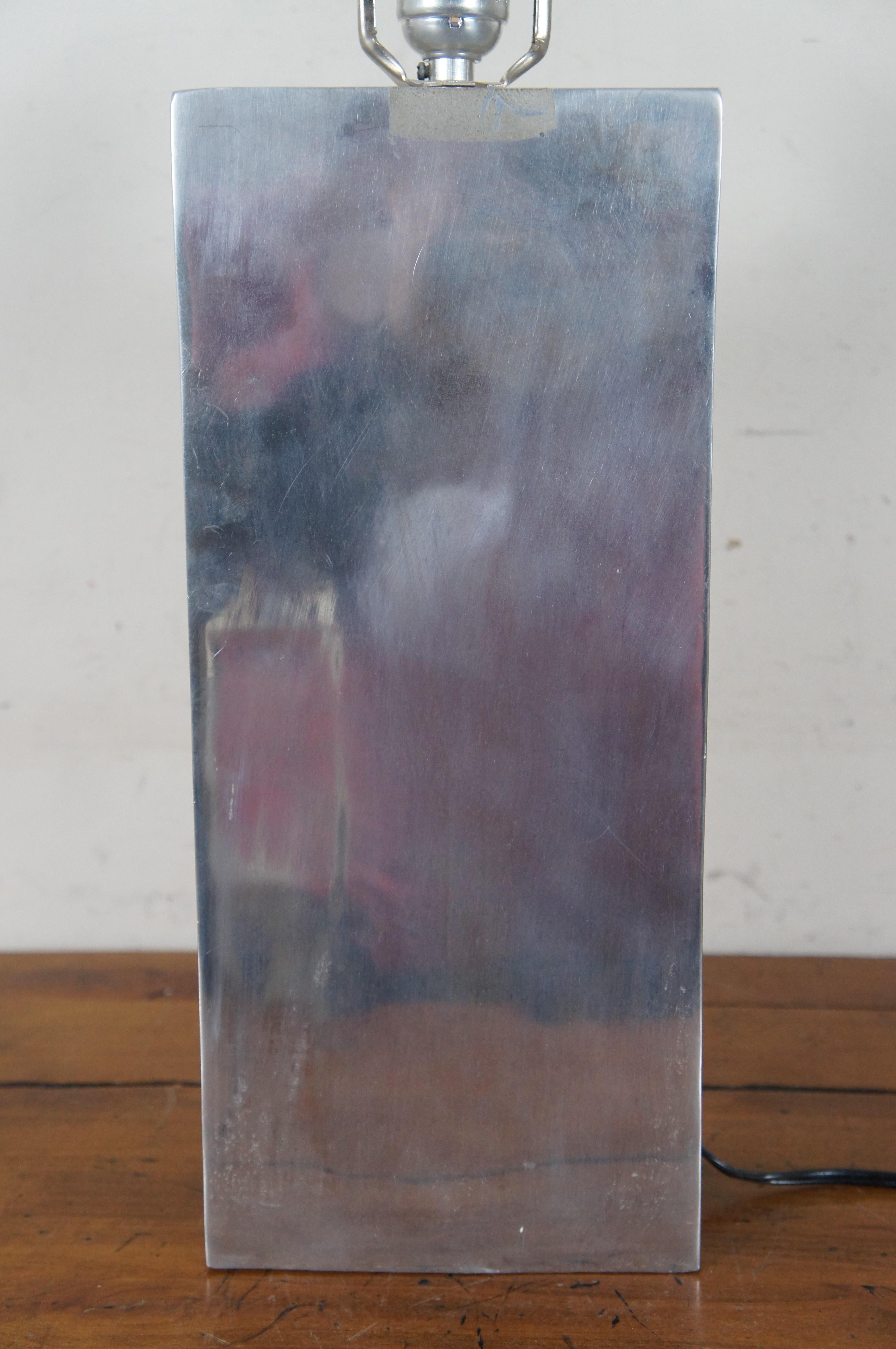 Mid-Century Modern Leonard R Foss Aluminum Chrome Rectangular Lamp MCM 1