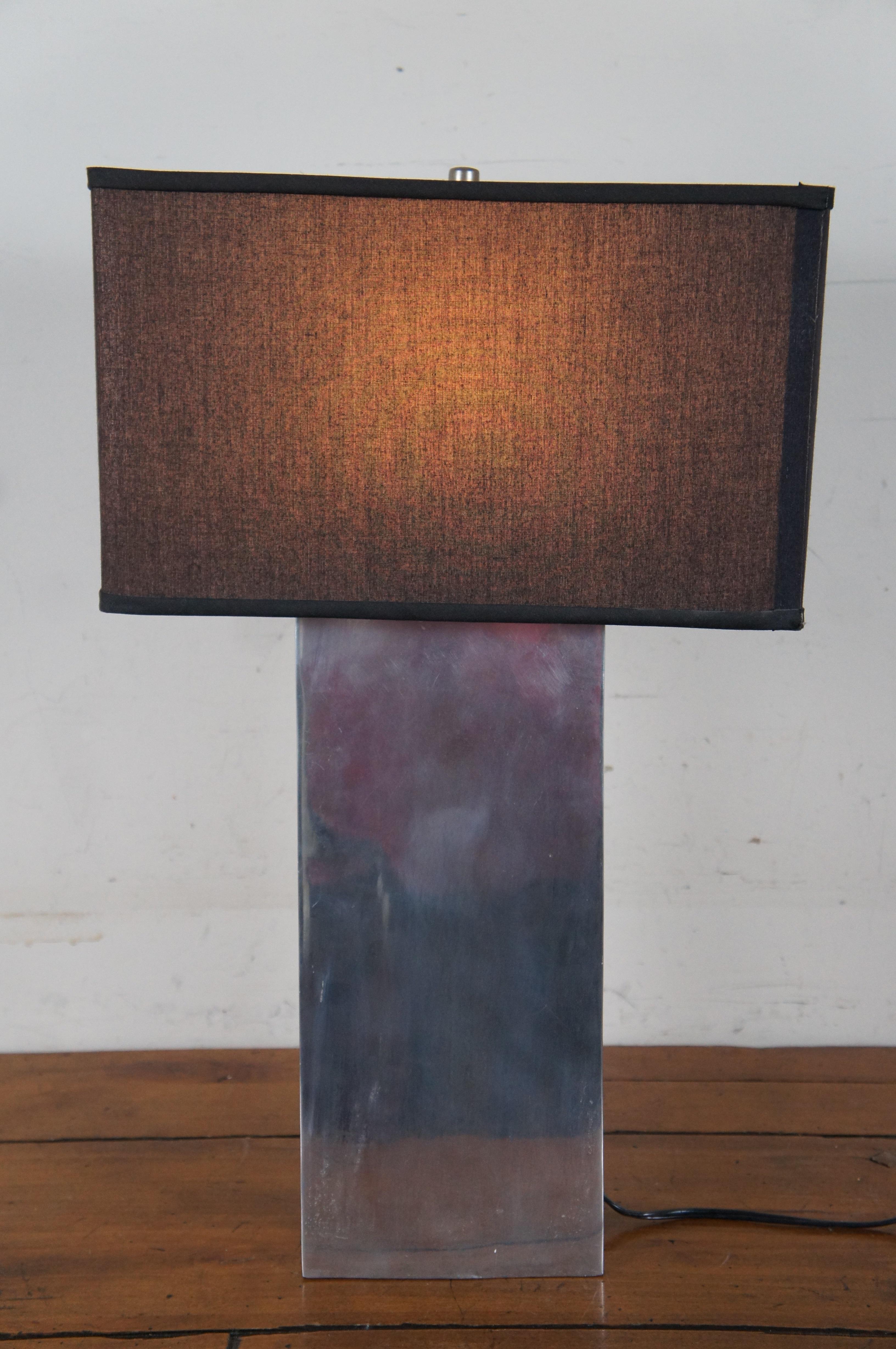 Mid-Century Modern Leonard R Foss Aluminum Chrome Rectangular Lamp MCM 4