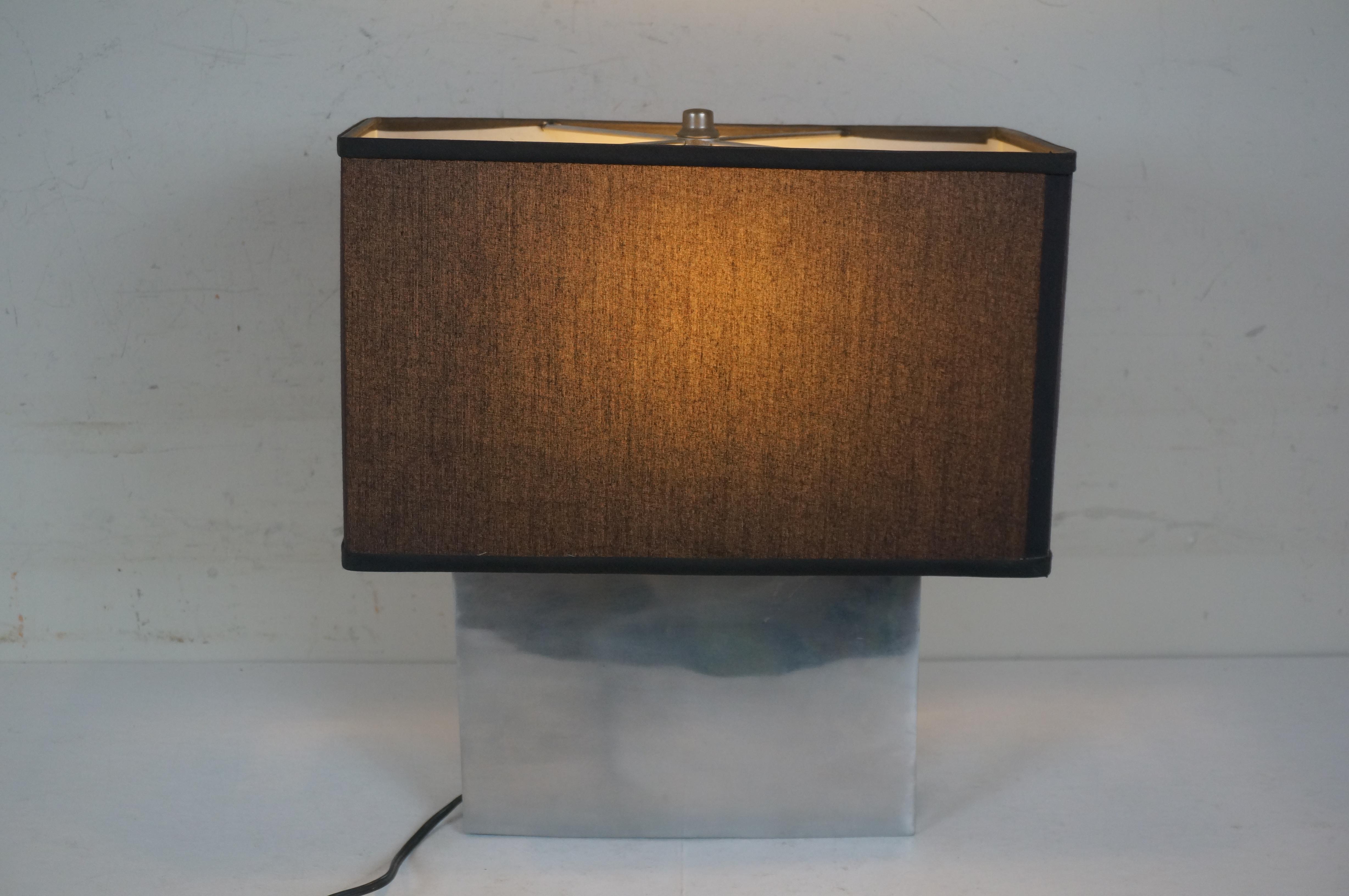 Mid Century Modern Leonard R Foss Aluminum Chrome Rectangular Lamp MCM 5