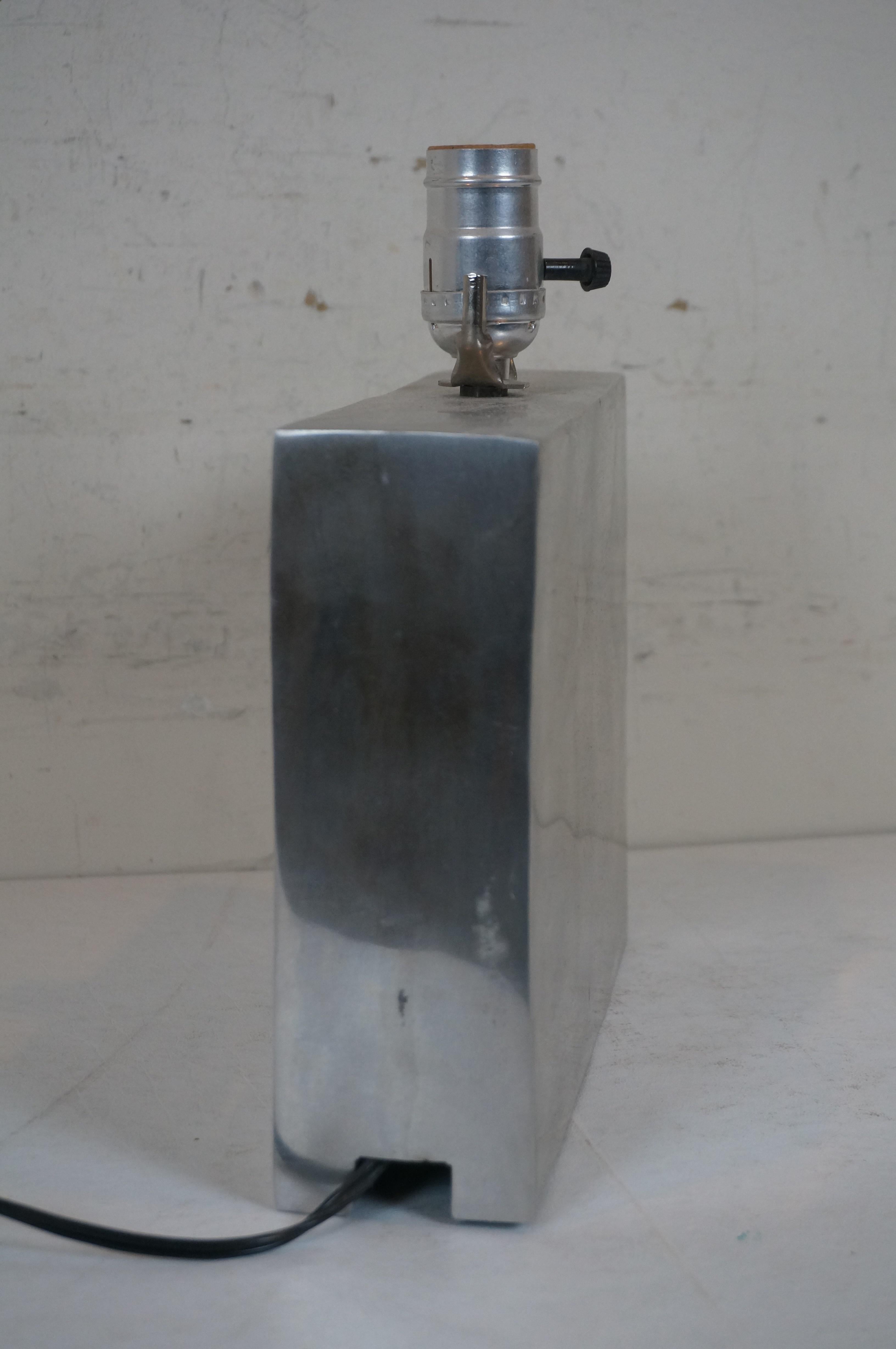 20th Century Mid Century Modern Leonard R Foss Aluminum Chrome Rectangular Lamp MCM