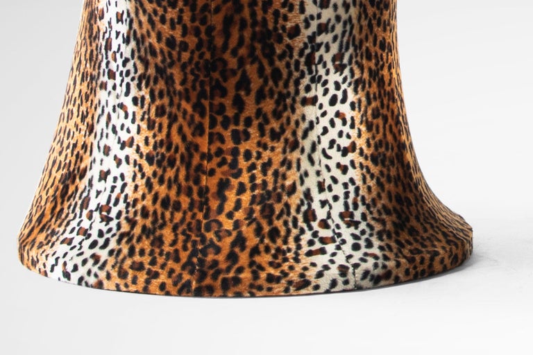 Mid Century Leopard Print Tulip Chair and Ottoman Set After Pierre