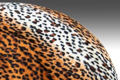 Mid Century Leopard Print Tulip Chair and Ottoman Set After Pierre Paulin, 1960s