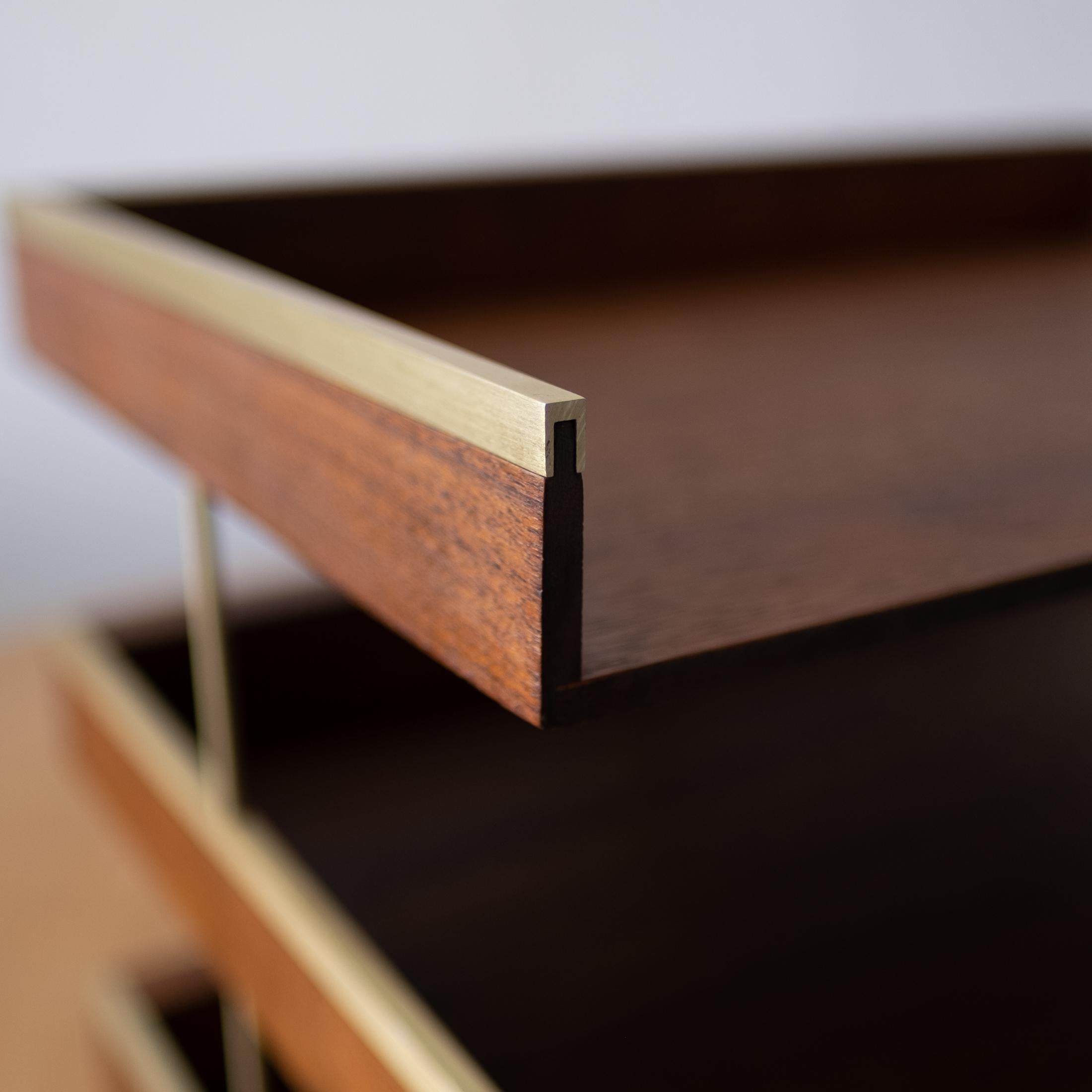 Mid-Century Modern Letter Tray in Walnut and Brass, 1960s 5