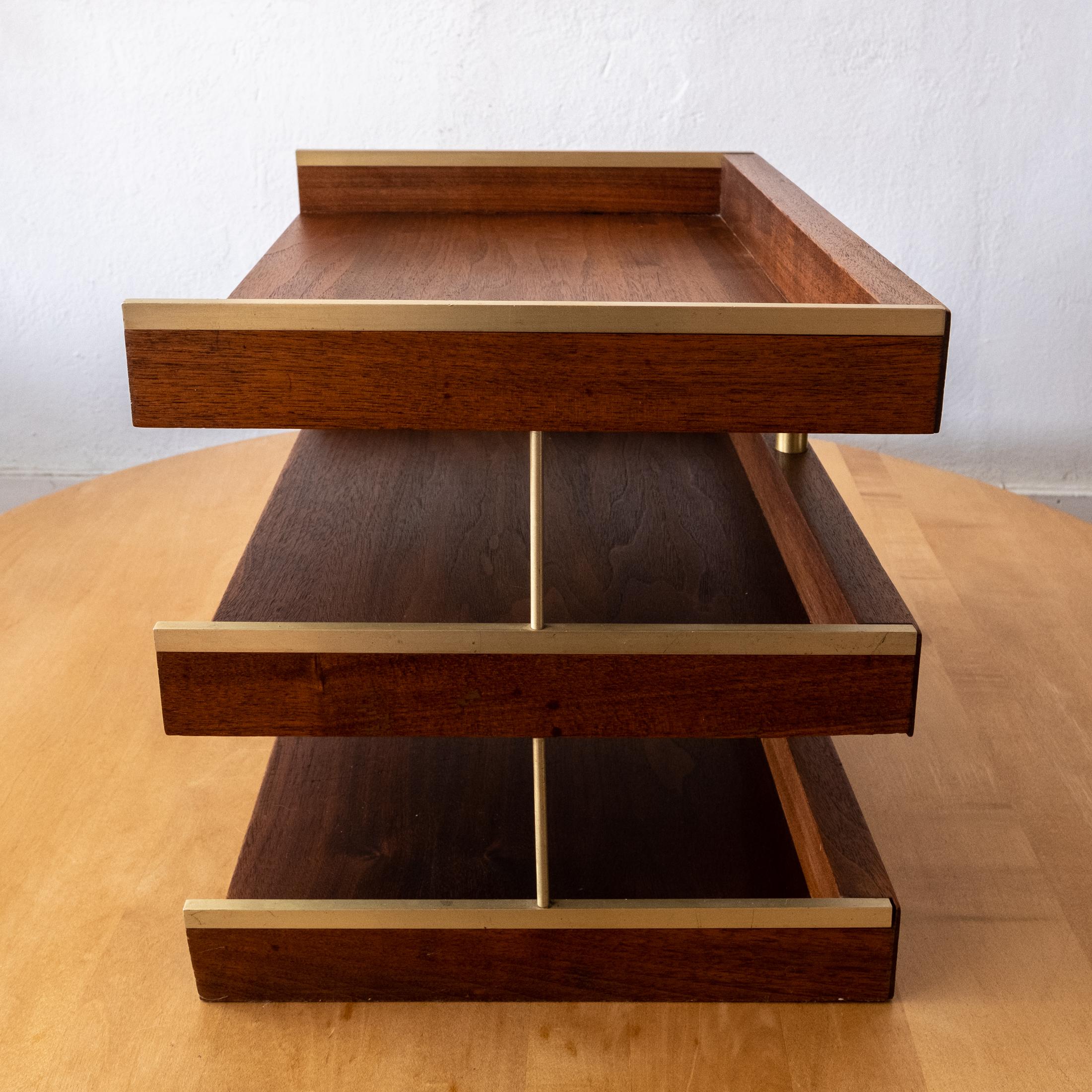 Mid-Century Modern Letter Tray in Walnut and Brass, 1960s 1