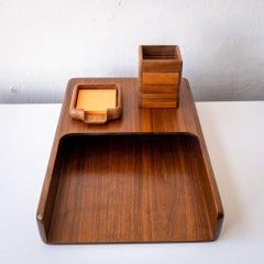 Mid-Century Modern Letter Tray Set in Walnut, 1960s