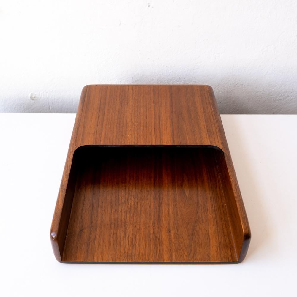 Mid-Century Modern Letter Tray Set in Walnut, 1960s In Good Condition In San Diego, CA