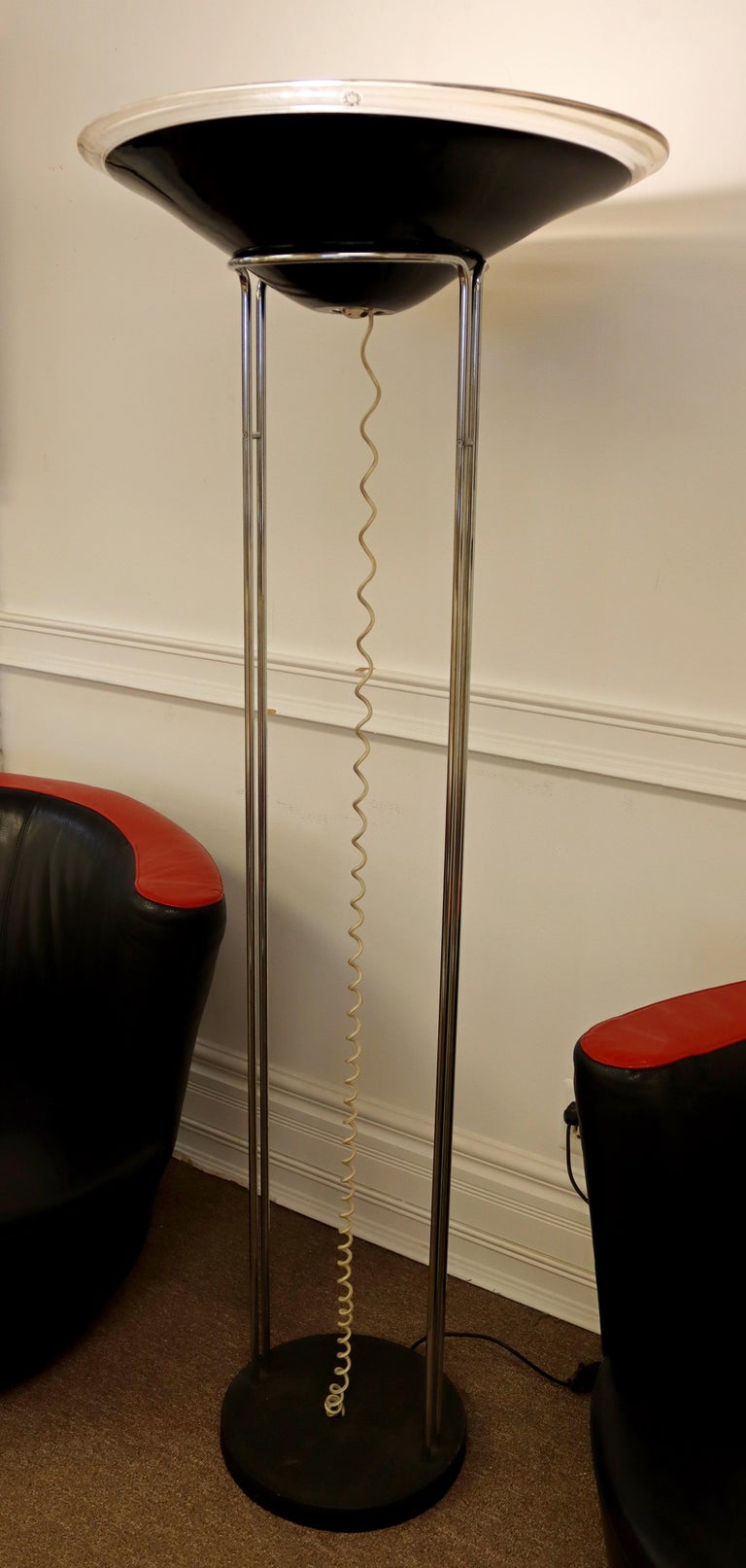 MidCentury Modern Leucos Glass Metal Uplight Floor Lamp, Italy, 1960s