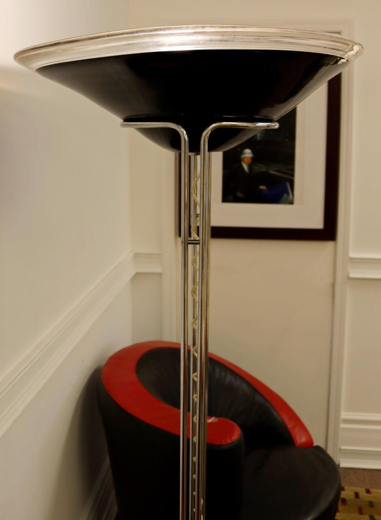 MidCentury Modern Leucos Glass Metal Uplight Floor Lamp, Italy, 1960s