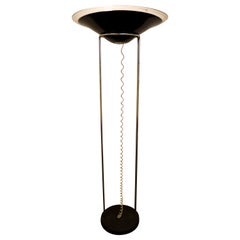 Mid-Century Modern Leucos Glass Metal Uplight Floor Lamp, Italy, 1960s