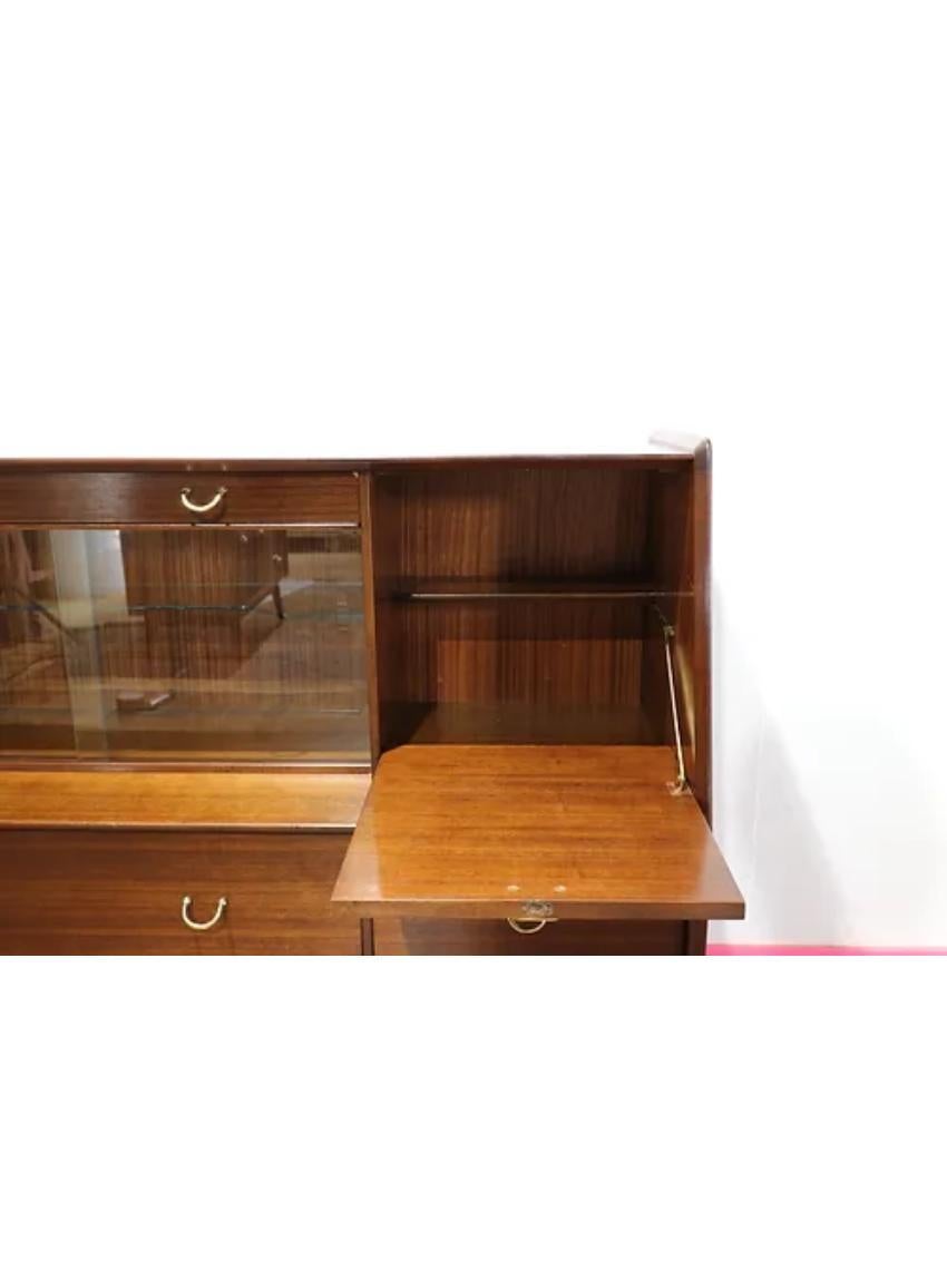 Glass Mid Century Modern Librenza Credenza Buffet Sideboard Display Cabinet by G Plan For Sale
