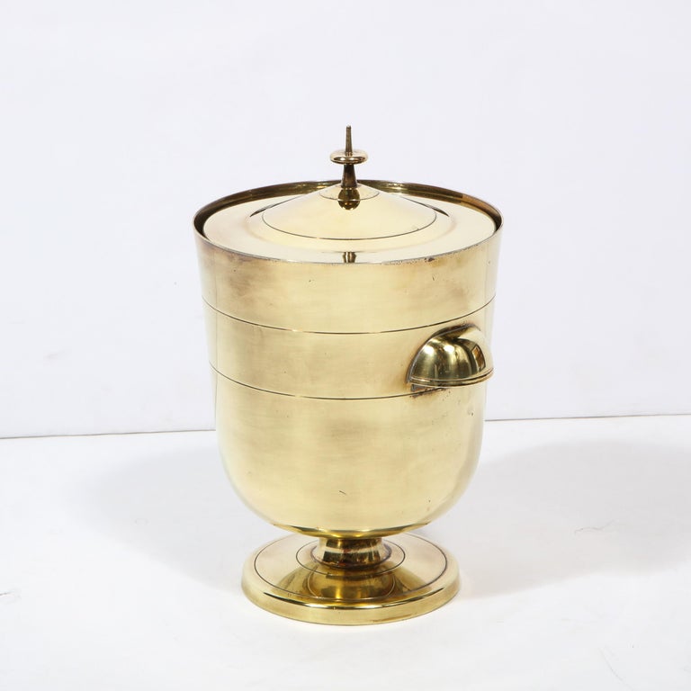 Brass Mid-Century Modern Lidded Ice Bucket by Tommi Parzinger for Dorlyn Silversmiths For Sale