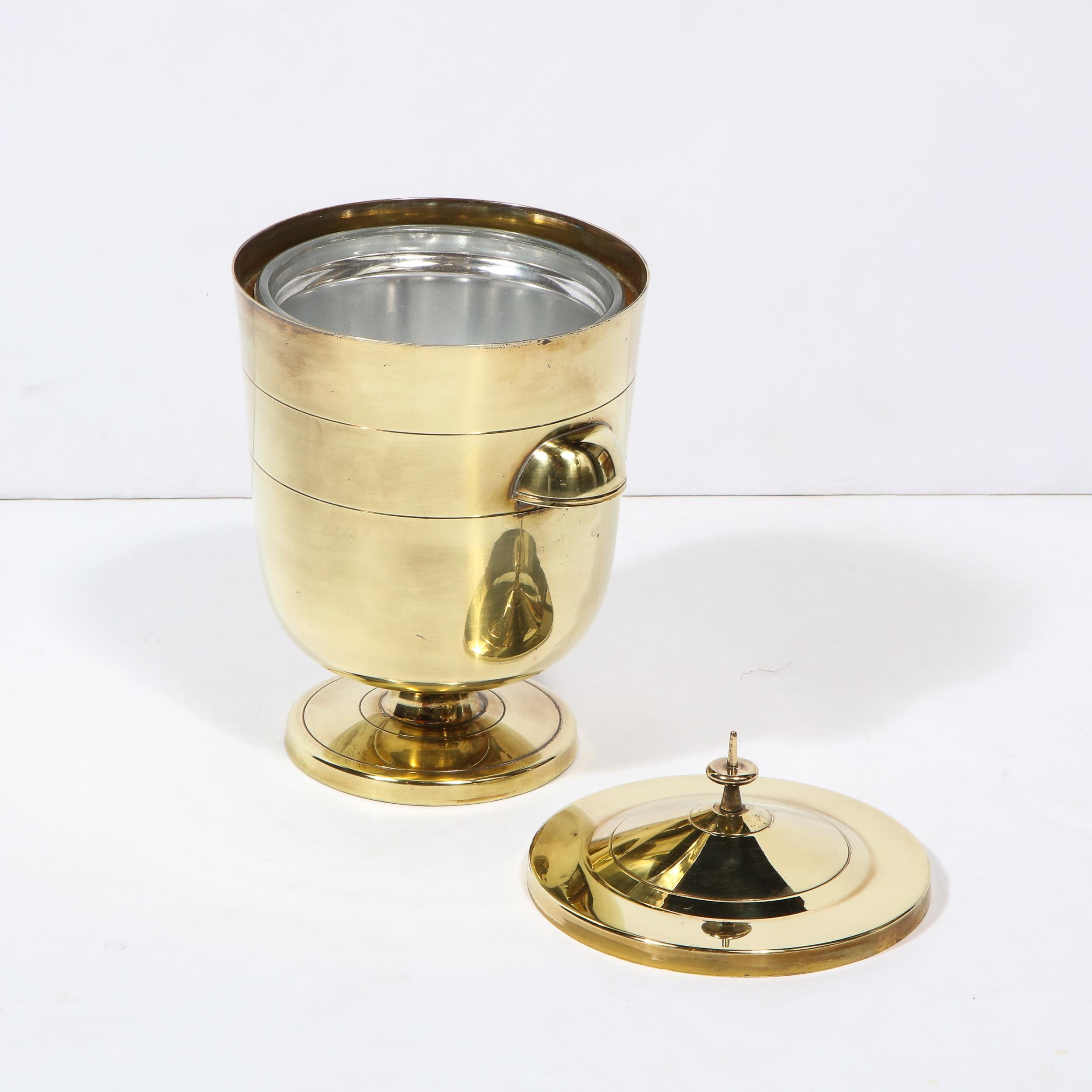 Brass Mid-Century Modern Lidded Ice Bucket by Tommi Parzinger for Dorlyn Silversmiths For Sale