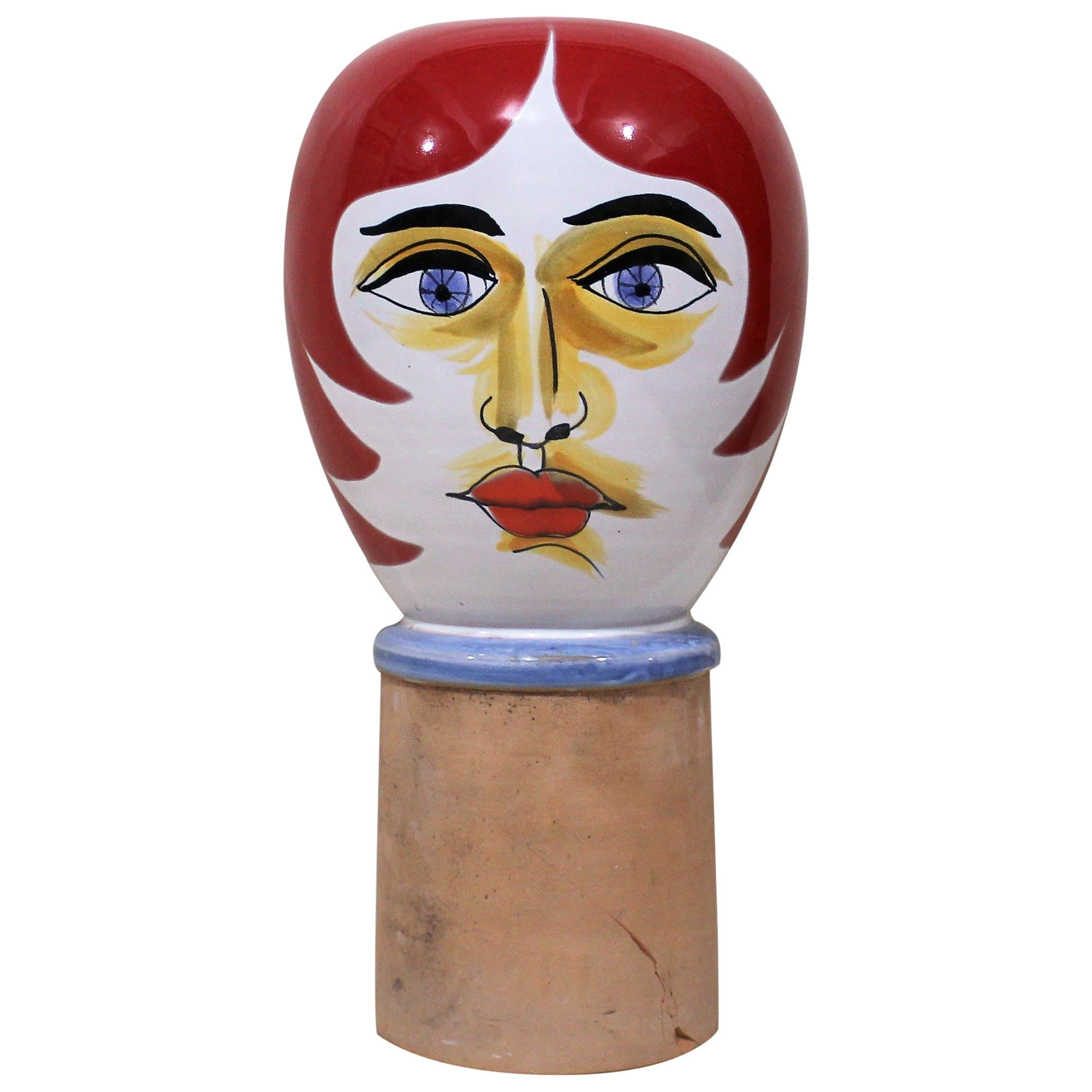 Mid-Century Modern Life-Size Ceramic Bust For Sale