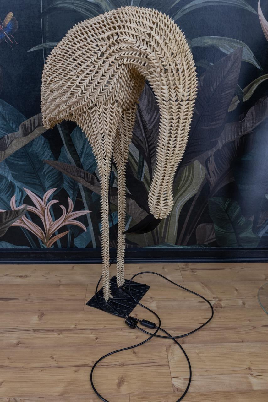 Lampada da terra a forma di uccello in rattan della metà del secolo scorso, 1960, europea in vendita 12
