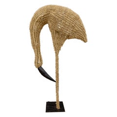 Lampada da terra a forma di uccello in rattan della metà del secolo scorso, 1960, europea