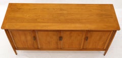 Mid-Century Modern Light American Walnut 4 Doors Credenza Dresser Cabinet