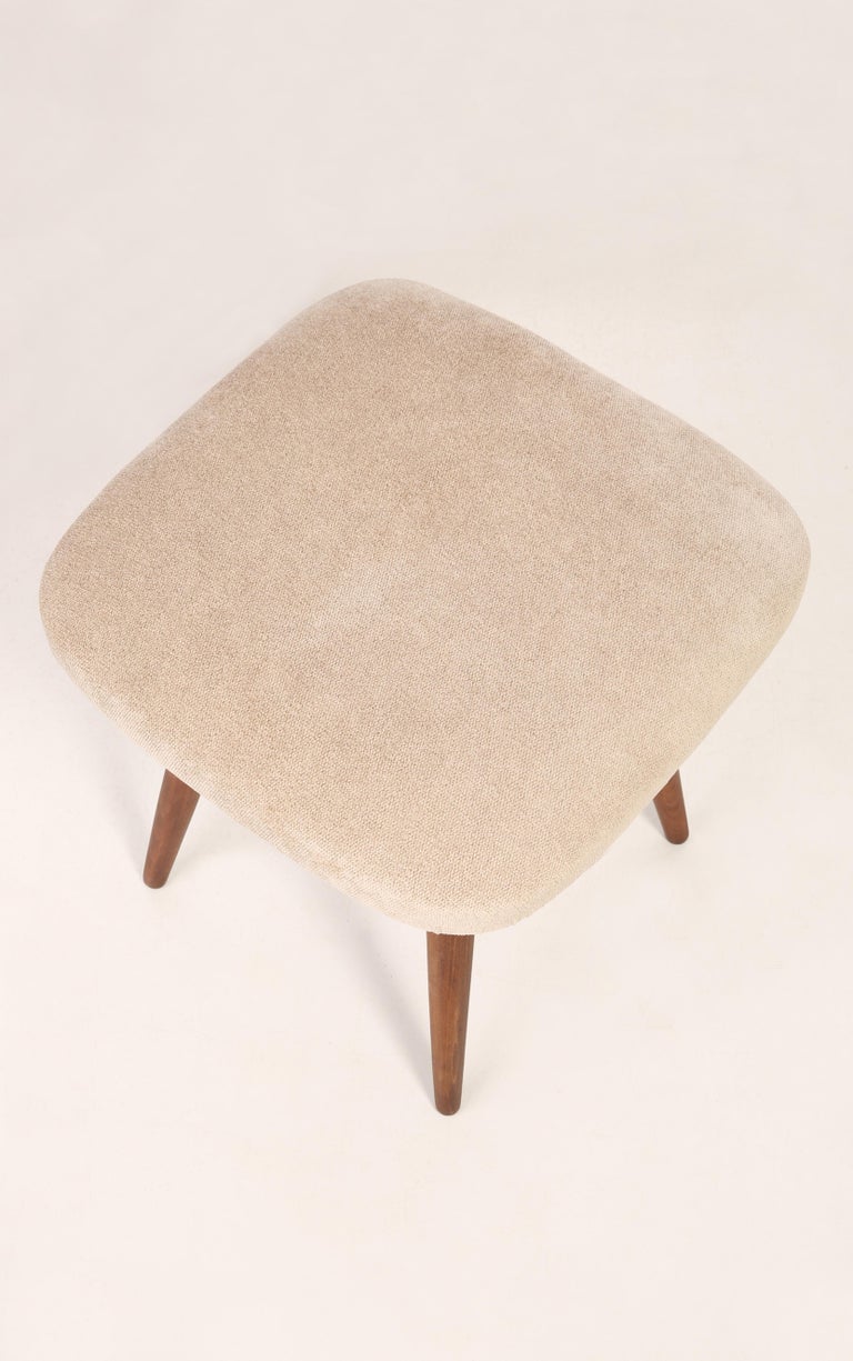 Hand-Crafted Mid-Century Modern Light Beige Stool, 1960s For Sale