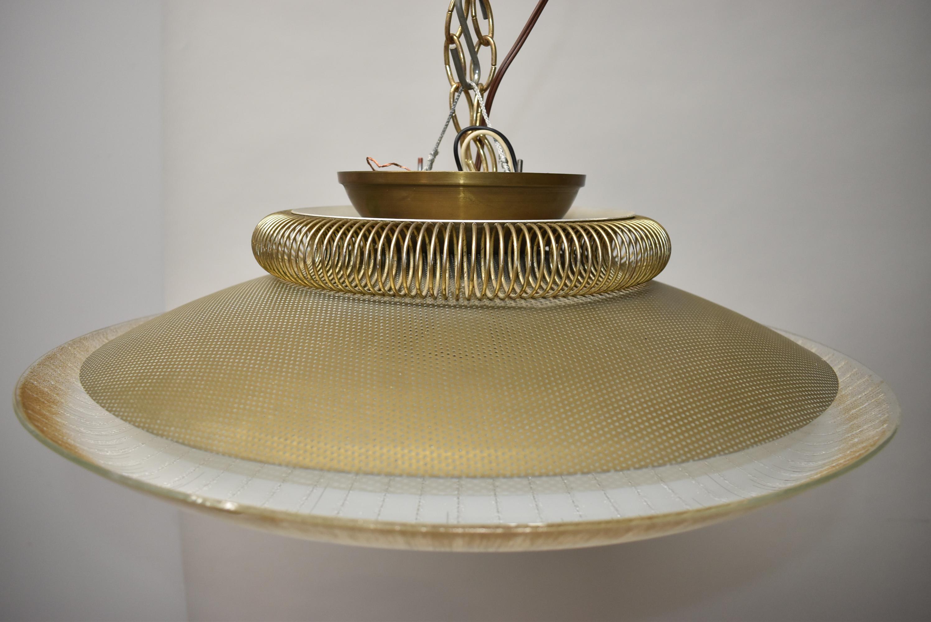 Brass Mid Century Modern Light by Lightolier in the Style of Paavo Tynell For Sale