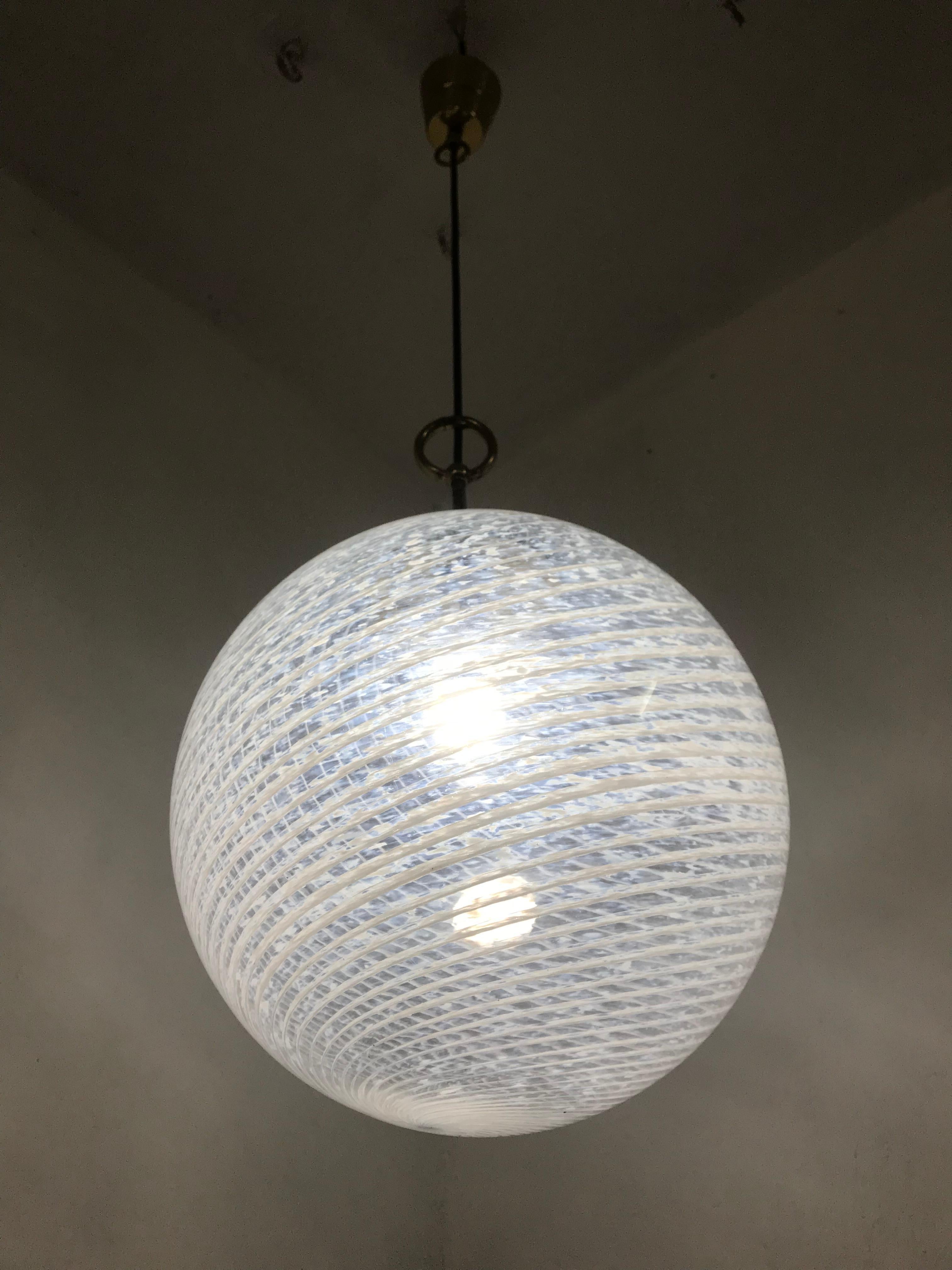 20th Century Mid-Century Modern Light by Venini in striped and marbled Murano Glass, 1970s