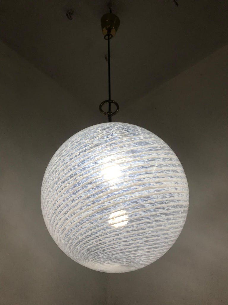 Mid-Century Modern Light by Venini in striped and marbled Murano Glass ...