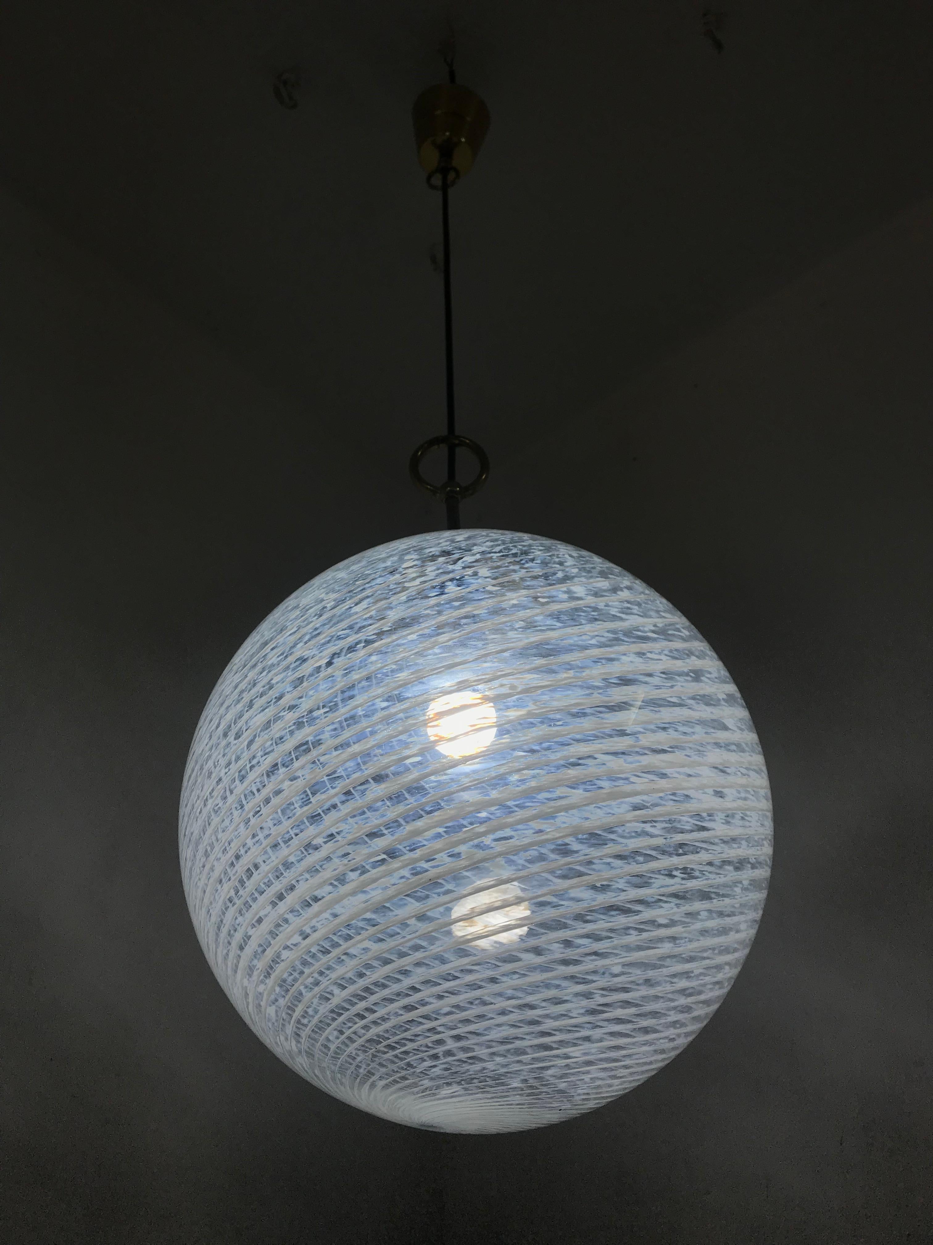 Mid-Century Modern Light by Venini in striped and marbled Murano Glass, 1970s 1