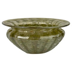 Mid-Century Modern Light Green Blown Murano Art Glass Bowl by Barovier