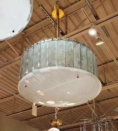 Large Light Green Glass Chandelier Gio Ponti Style - set of two