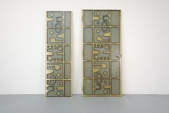 Mid-Century Modern Light Green Semi-Translucent Door and Panel, 1970s, France