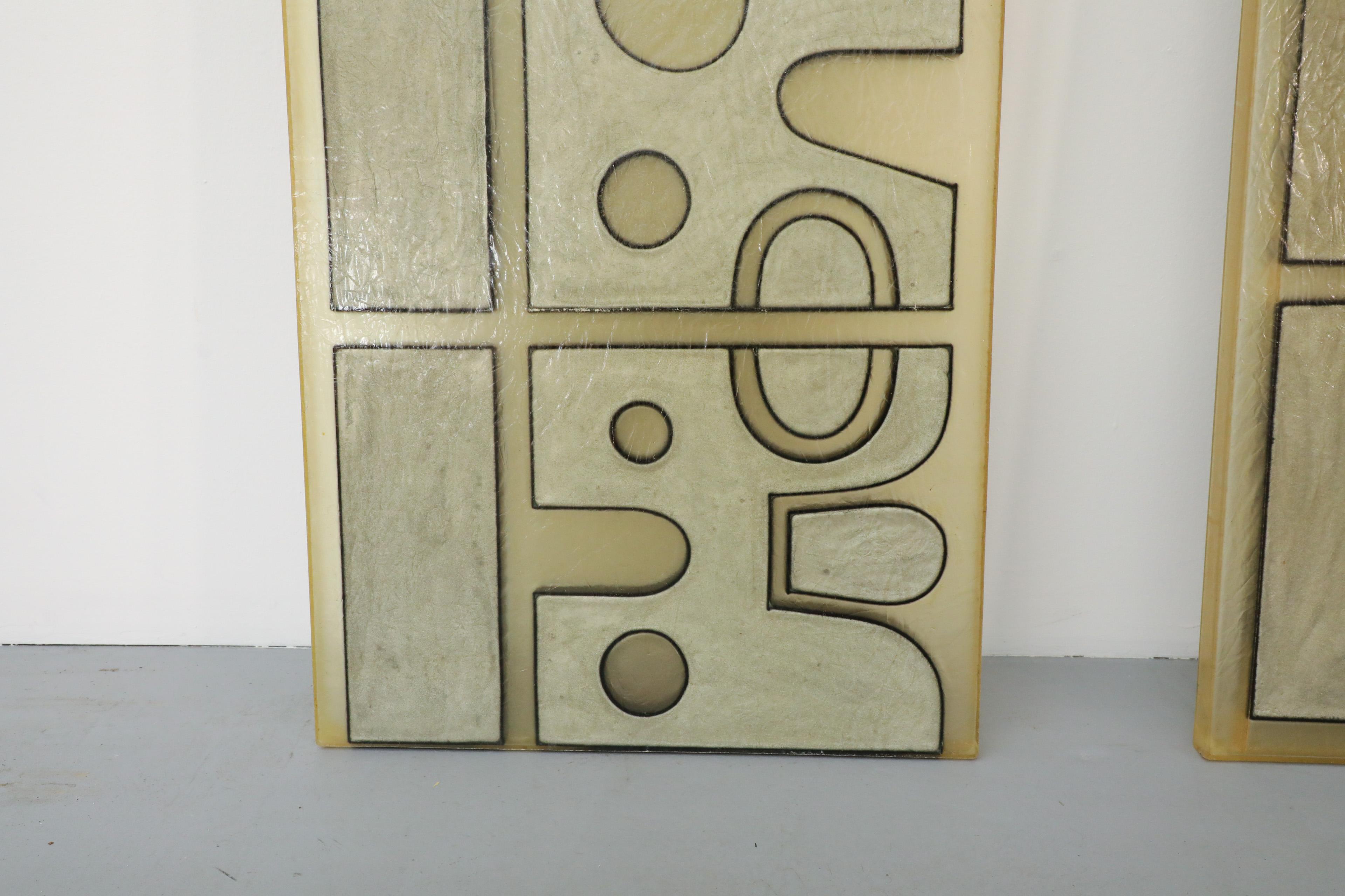 Mid-Century Modern Light Green Semi-Translucent Door and Panel, 1970s, France In Good Condition For Sale In Los Angeles, CA