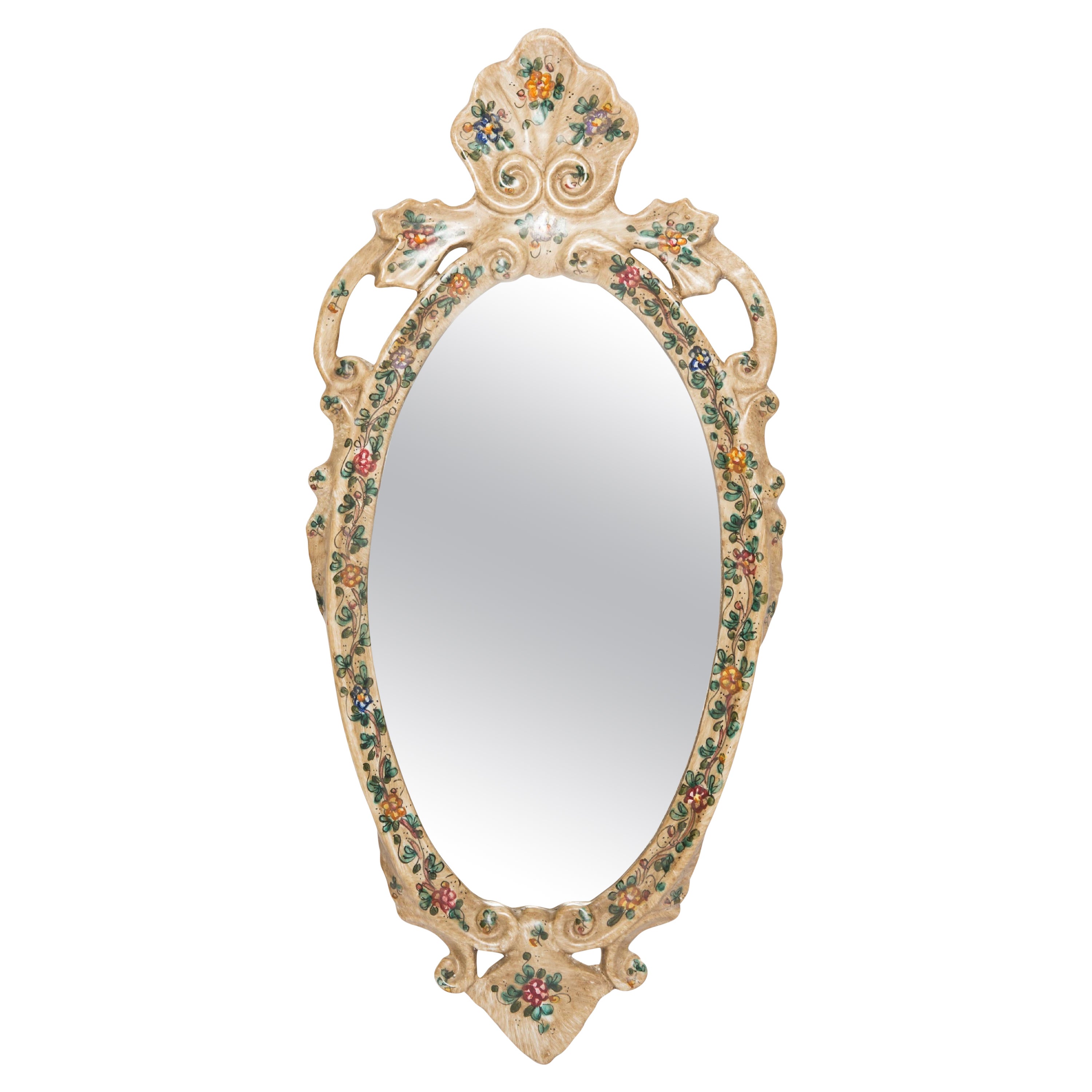 Specchio con fiori, gesso, Italia, 1960