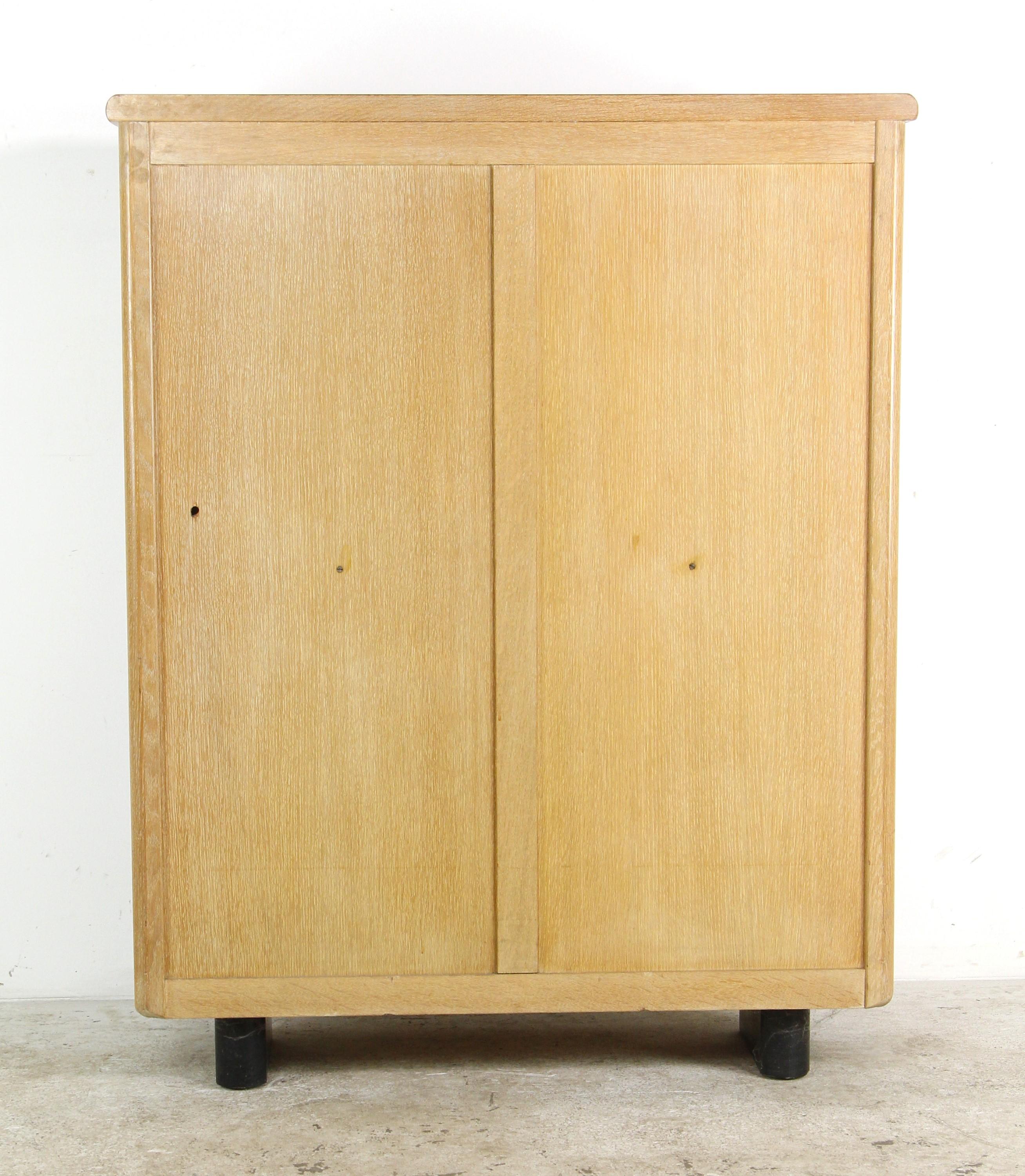 American Mid-Century Modern Light Oak Bookcase Cabinet Glass Doors