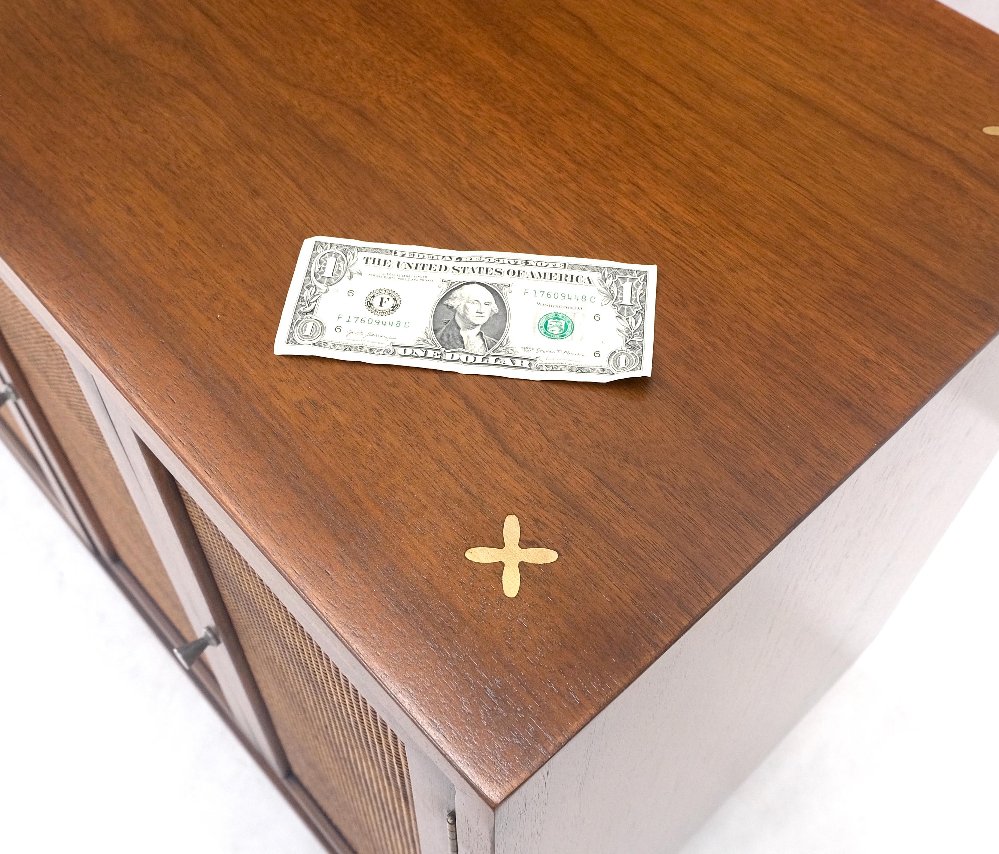 Lacquered Mid Century Modern Light Walnut Cane Doors 6 Drawers Compact Dresser MINT! For Sale