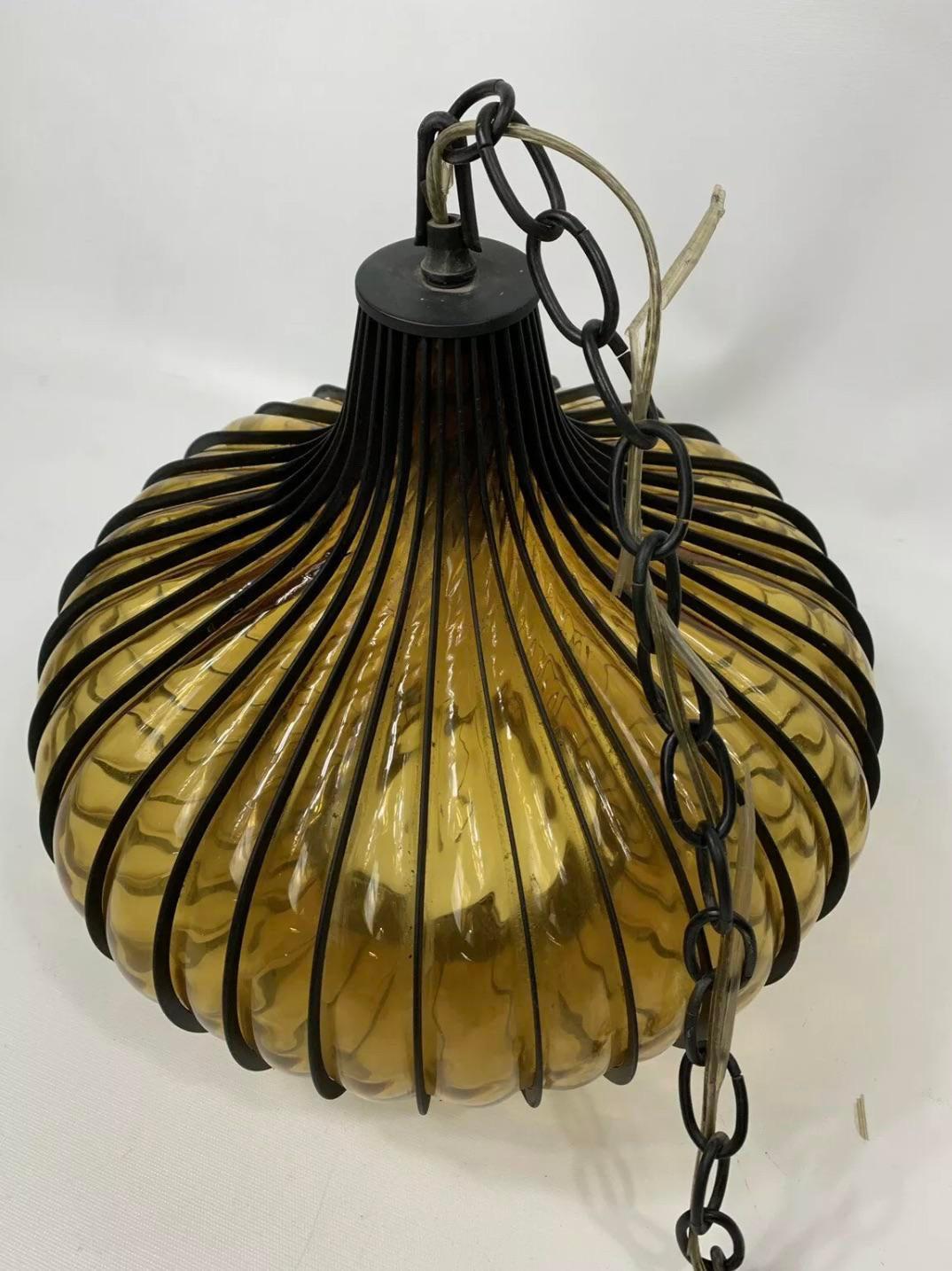 American Mid-Century Modern Lightcraft Onion Pendant Hanging Light