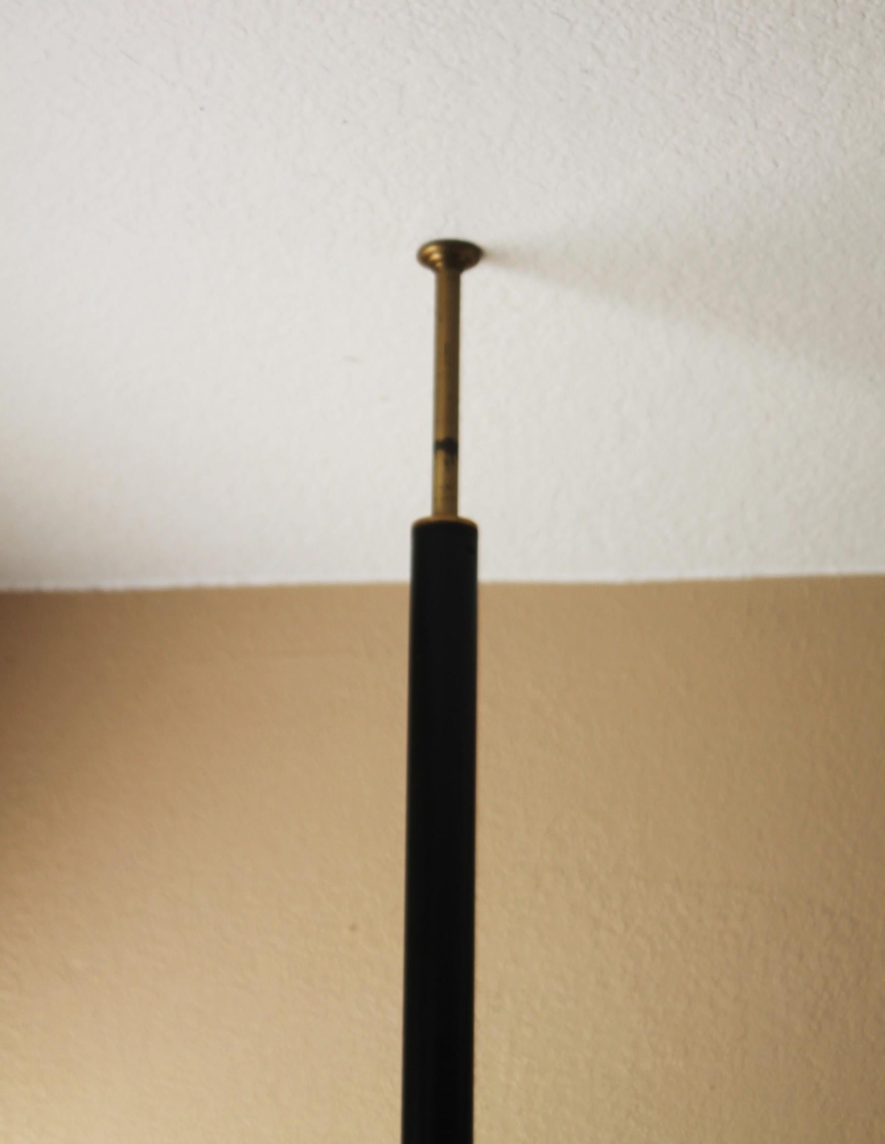 Mid Century Modern Lightolier 3 Shade Tension Pole Lamp Gerald Thurston 1950s For Sale 2
