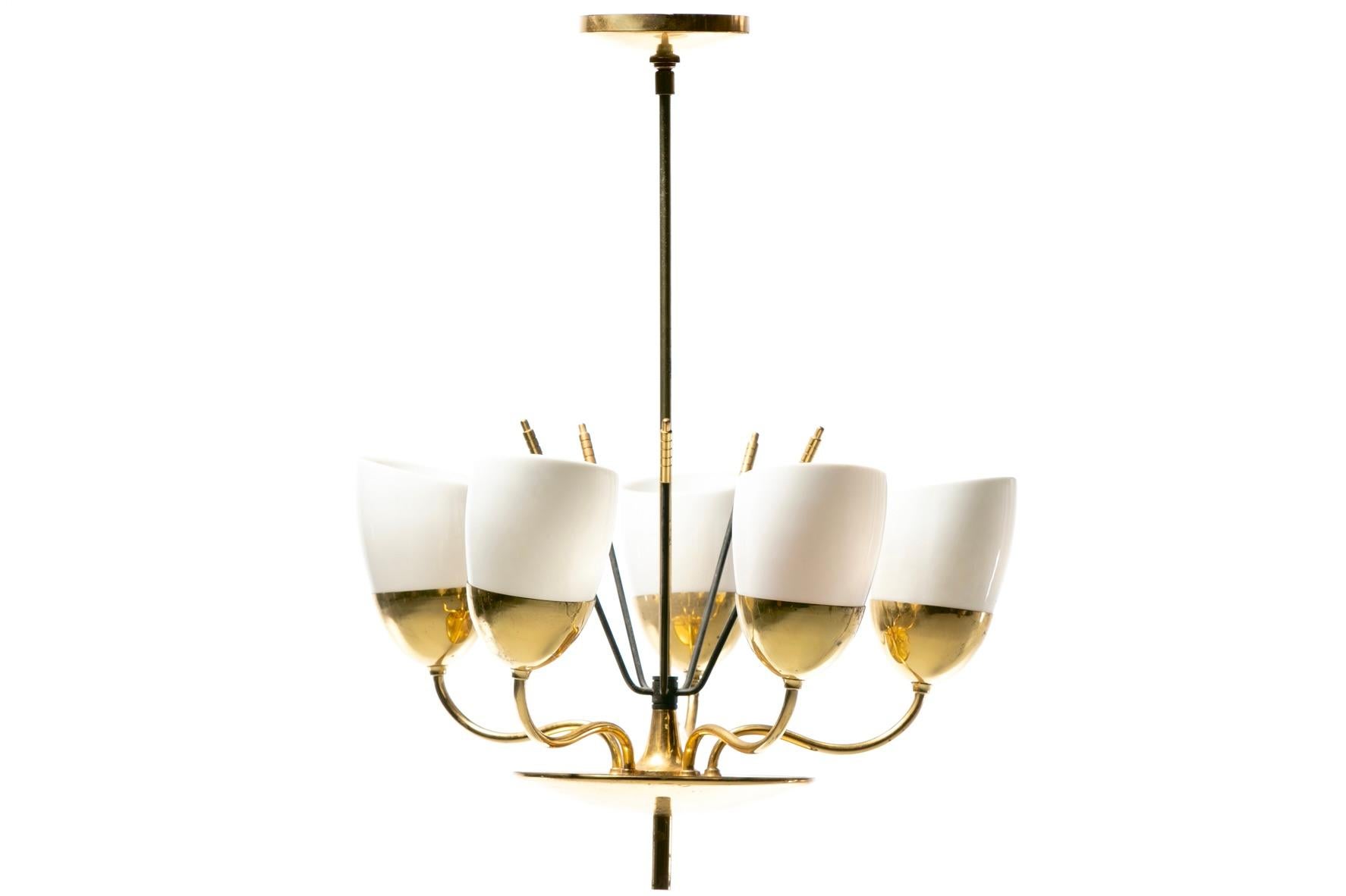 Lightolier moderne du milieu du siècle Chandelier dans le style de Paavo Tynell c. 1950s en vente 6