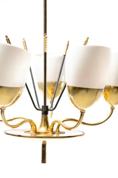 Mid Century Modern Lightolier Chandelier in the Style of Paavo Tynell c. 1950s