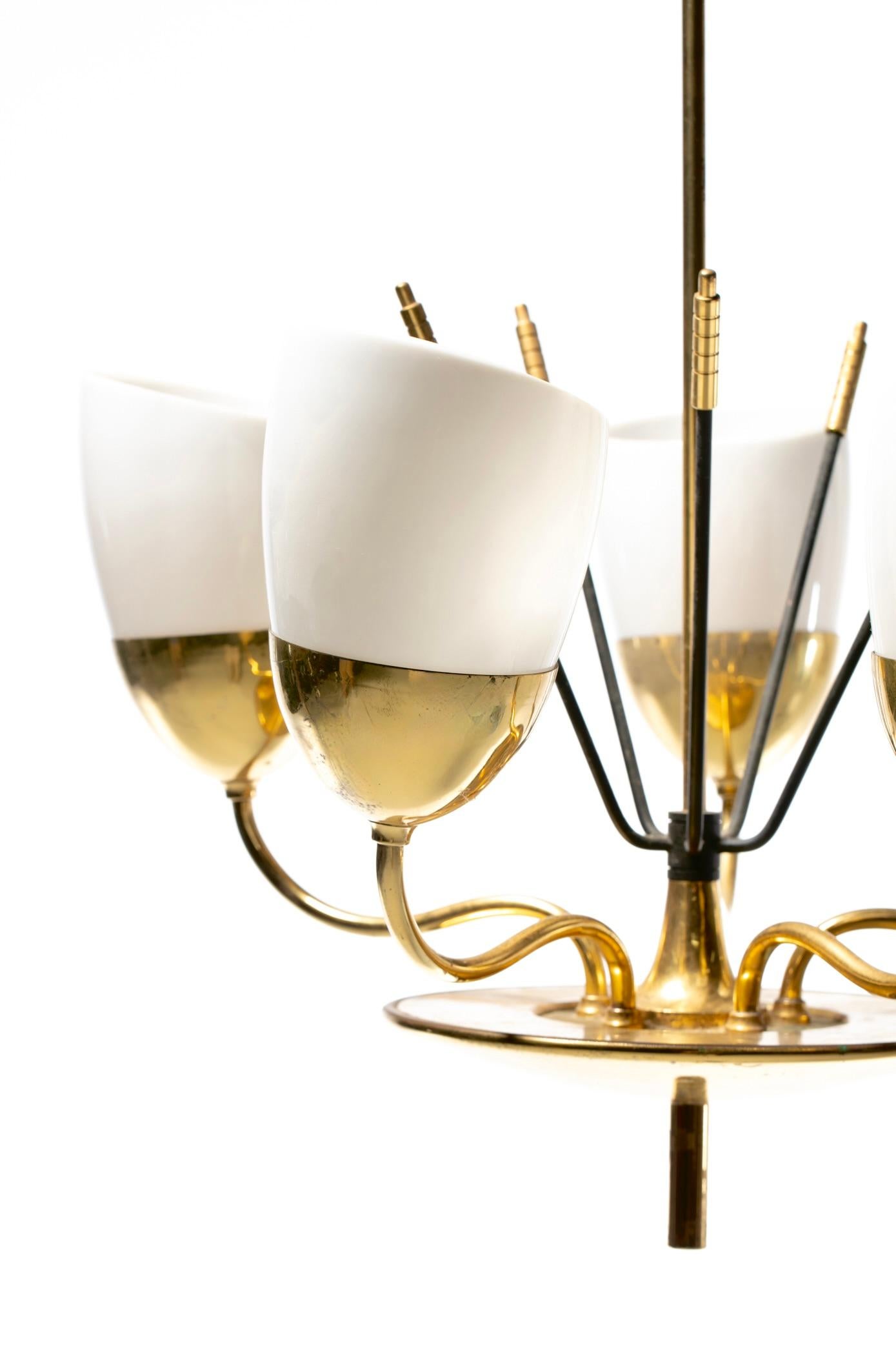 Milieu du XXe siècle Lightolier moderne du milieu du siècle Chandelier dans le style de Paavo Tynell c. 1950s en vente