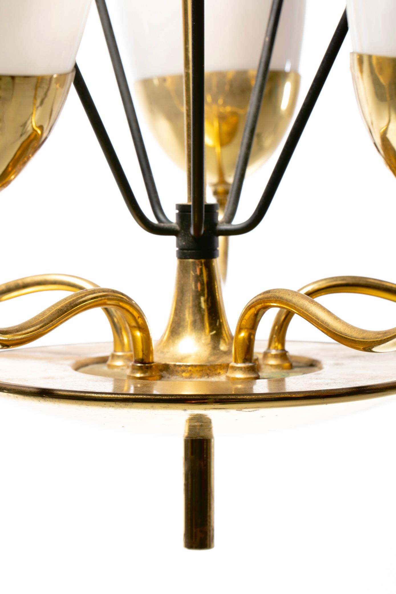 Lightolier moderne du milieu du siècle Chandelier dans le style de Paavo Tynell c. 1950s en vente 1