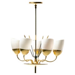 Mid Century Modern Lightolier Chandelier in the Style of Paavo Tynell c. 1950s