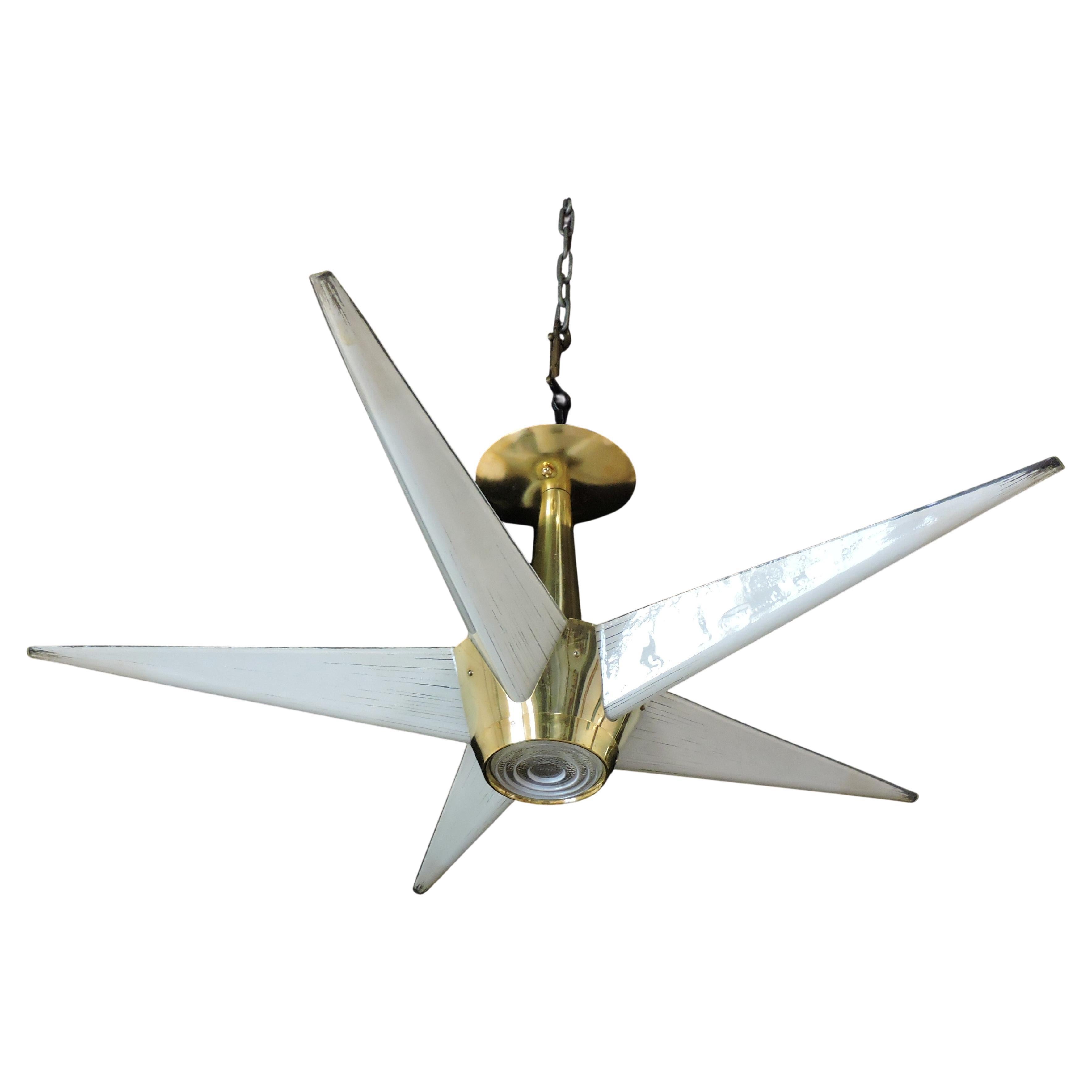 Mid Century Modern Lightolier Claremont Starburst Star Chandelier Light For Sale