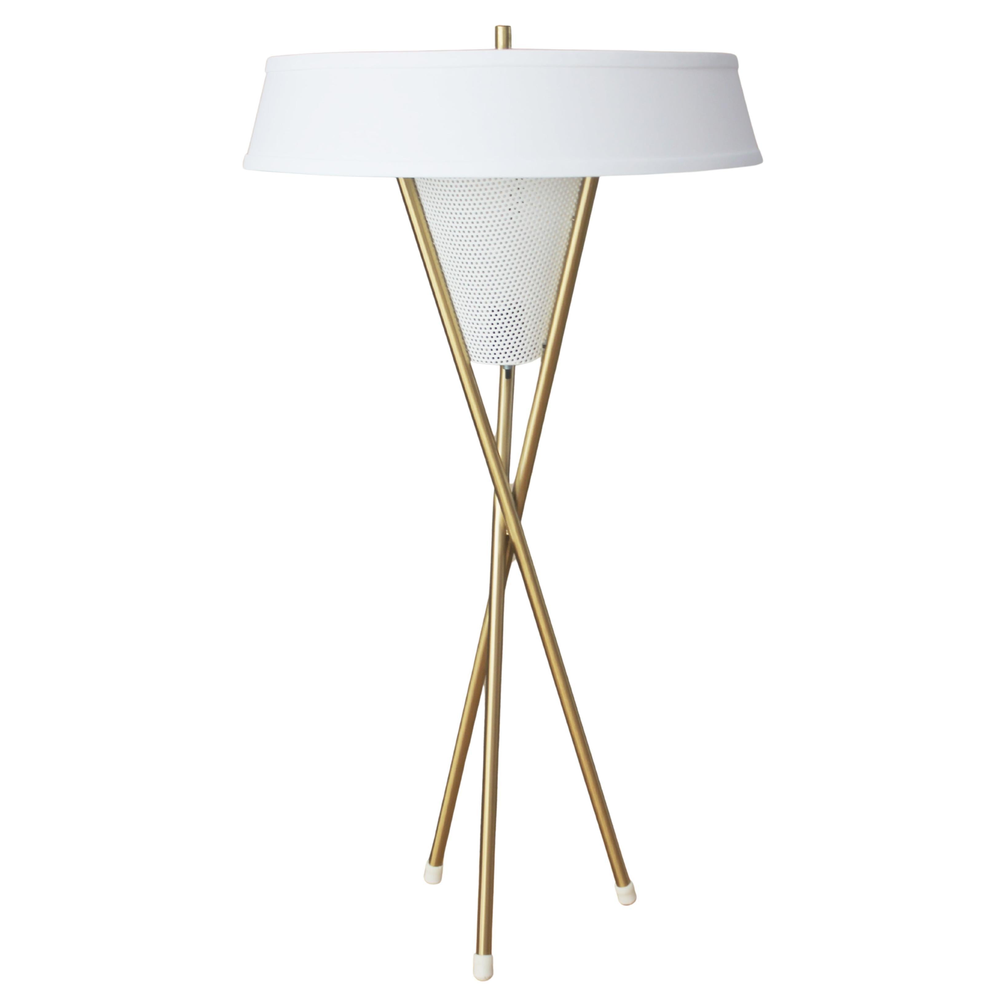 Mid Century Modern Lightolier Tripod Floor Lamp After Gerald Thurston MCM Atomic