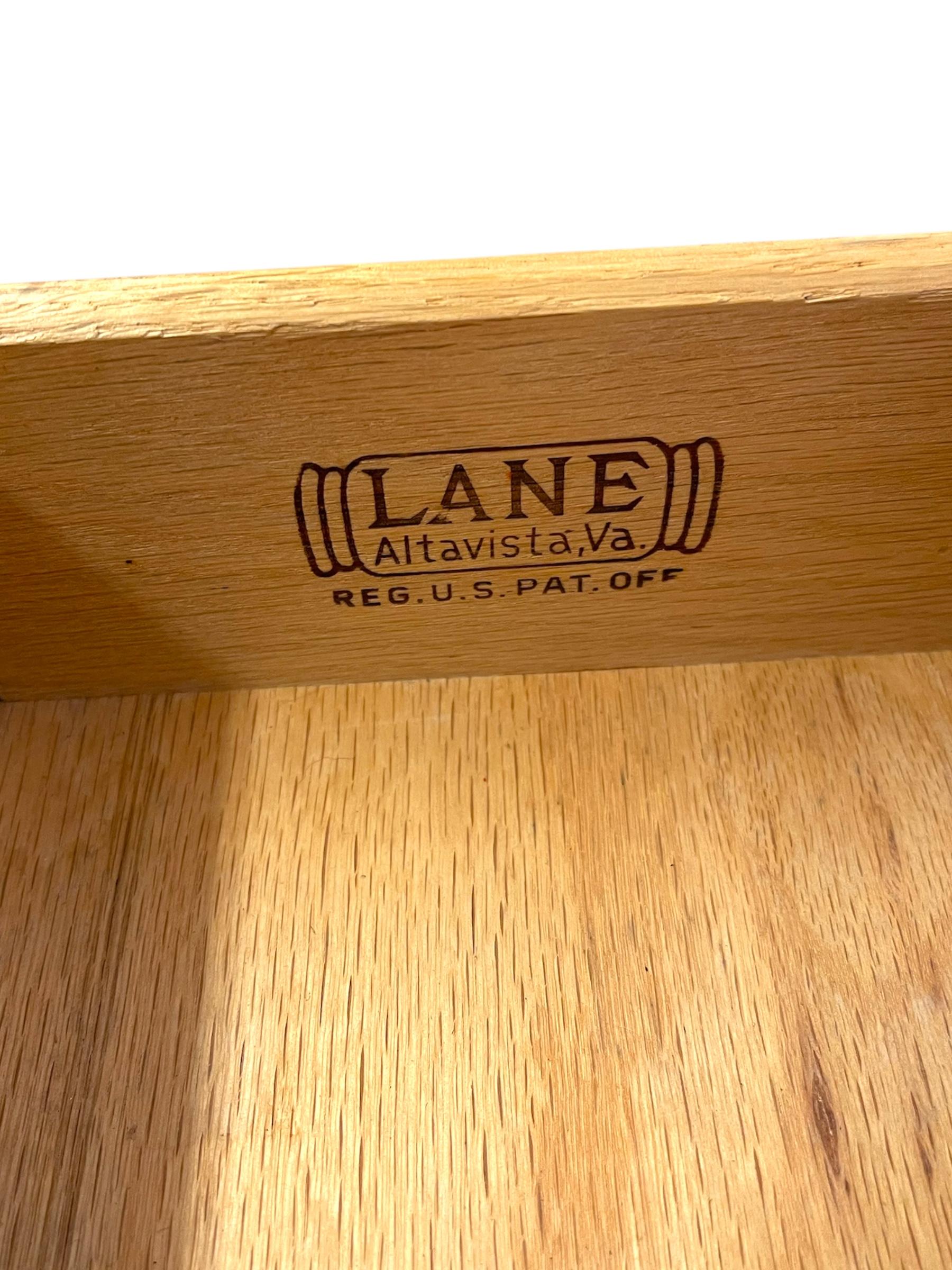 Mid-Century Modern Likely Oak Woven Front Cabinet by Lane Furniture. For Sale 5