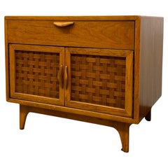 Mid-Century Modern Likely Oak Woven Front Cabinet by Lane Furniture.