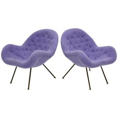 Mid Century Modern Lilac Armchairs or Lounge Chairs attributed Fritz Neth 1950s