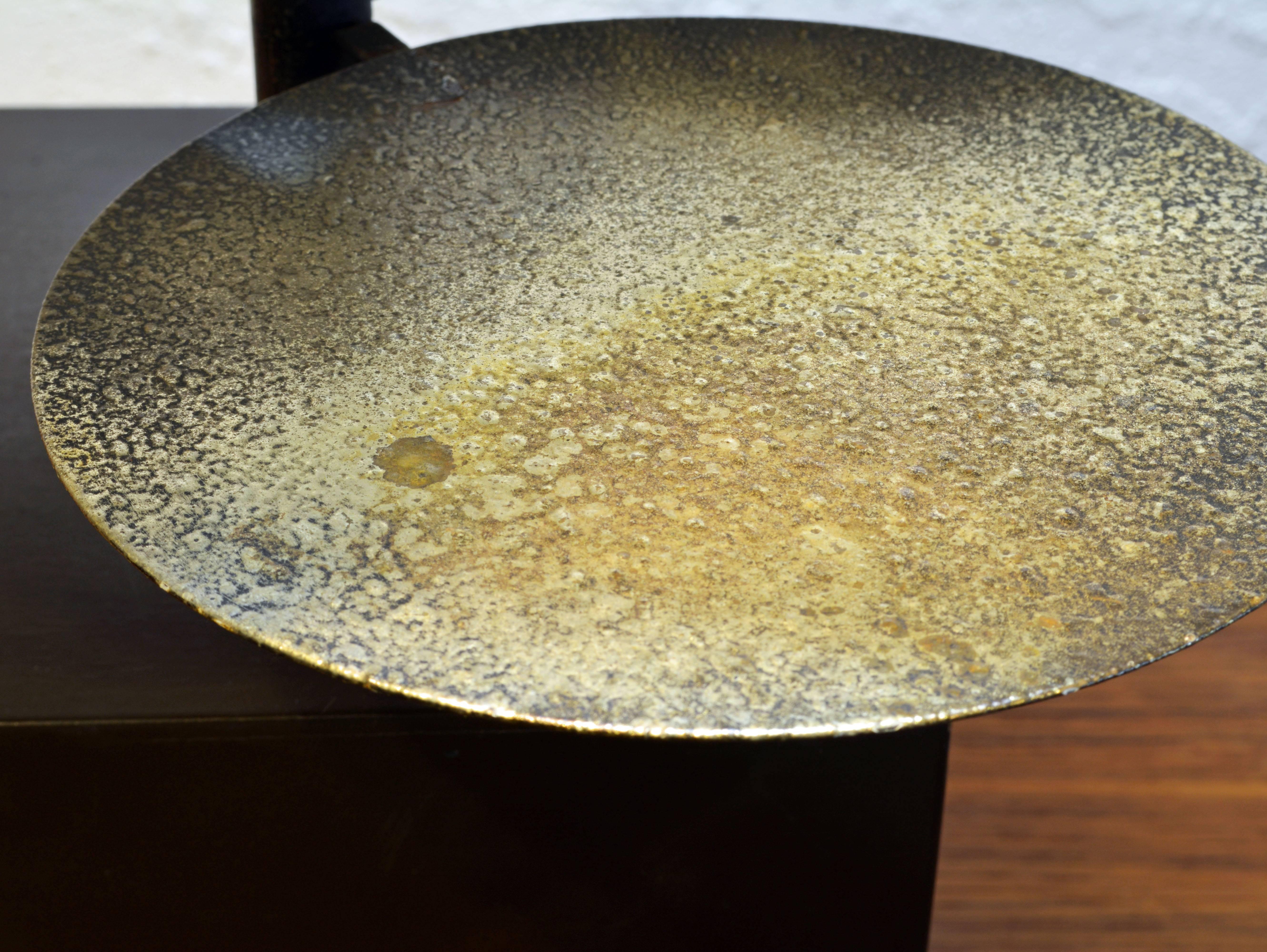 Patinated Mid-Century Modern Lilly Pad Silvered Sculptural Table Lamp Style of Curtis Jere
